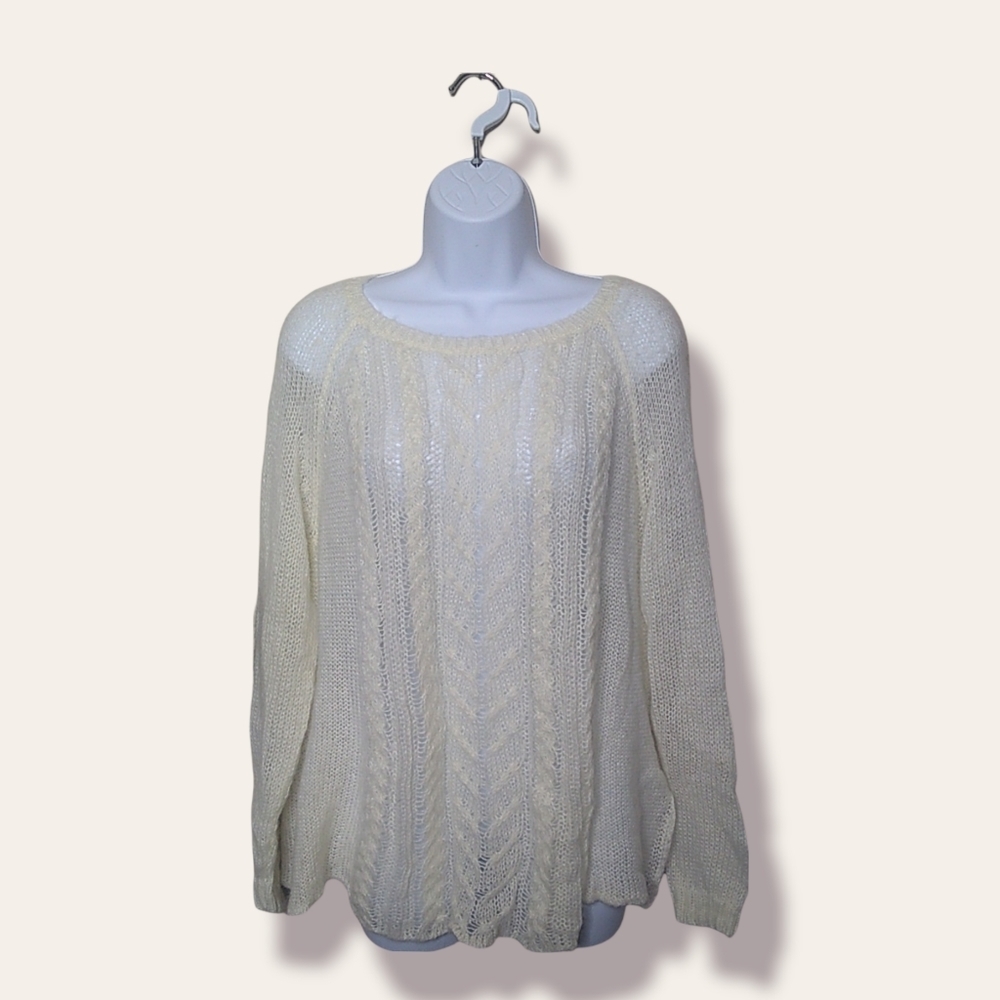 Wooden Ships Open Weave Cable Knit Mohair Blend Sweater - Picture 2 of 6